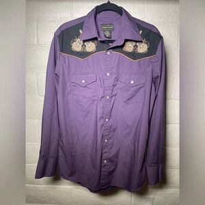 Vintage High Noon Western Pearl Snap Shirt Long Sleeve Purple Men's